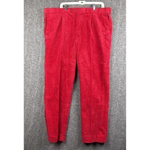 Peter Christian Pant Men 44x33 Red Corduroy Pleated Front Straight Stretch Waist